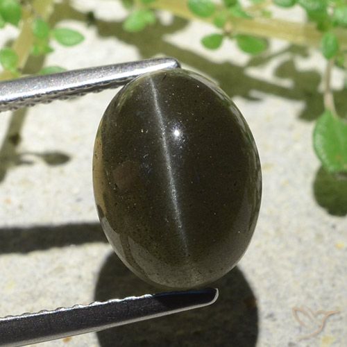 Натуральный коричневый cat's eye scapolite 4,66 карата огранка овал, полупрозрачный