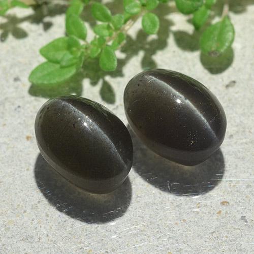 Натуральный чёрный cat's eye scapolite 6,12 карата огранка овал, полупрозрачный