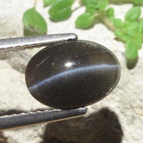 Натуральный чёрный cat's eye scapolite 2,56 карата огранка овал, полупрозрачный