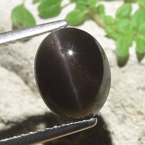 3.42 карата, натуральный Черный Скаполит Кошачий Глаз, Огранка Овал, Полупрозрачный