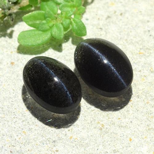 2.59 карата, натуральный Черный Скаполит Кошачий Глаз, Огранка Овал, Полупрозрачный
