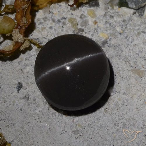 3.08ct Натуральный Черный Скаполит Кошачий Глаз, Круглый, Полупрозрачный