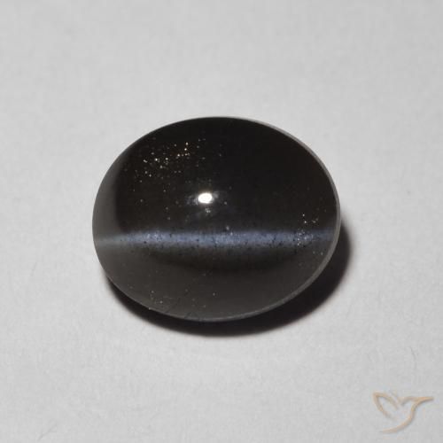 1.47ct Натуральный Черный Скаполит Кошачий Глаз, Овал, Полупрозрачный