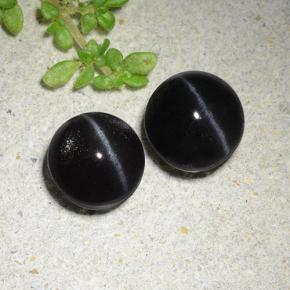 3.83 карата, натуральный Черный Скаполит Кошачий Глаз, Огранка Круг, Полупрозрачный