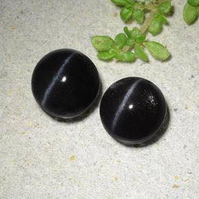 3.83 карата, натуральный Черный Скаполит Кошачий Глаз, Огранка Круг, Полупрозрачный