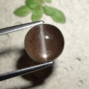 Натуральный коричневый cat's eye scapolite 1,80 карата огранка круг, полупрозрачный