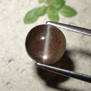 Натуральный коричневый cat's eye scapolite 1,80 карата огранка круг, полупрозрачный
