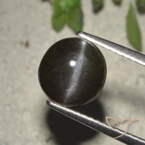 Натуральный чёрный cat's eye scapolite 2,72 карата огранка круг, полупрозрачный