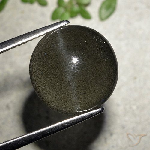6.50ct Натуральный Черный Скаполит Кошачий Глаз, Круглый, Полупрозрачный