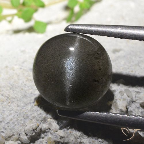 2.71ct Натуральный Черный Скаполит Кошачий Глаз, Круглый, Полупрозрачный