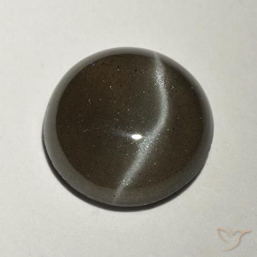 2.34ct Натуральный Черный Скаполит Кошачий Глаз, Круглый, Полупрозрачный