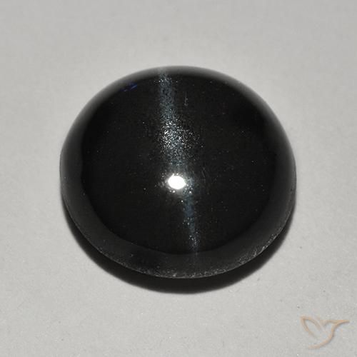 2.46ct Натуральный Черный Скаполит Кошачий Глаз, Круглый, Полупрозрачный