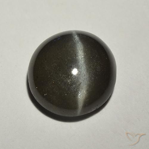 2.18ct Натуральный Черный Скаполит Кошачий Глаз, Круглый, Полупрозрачный