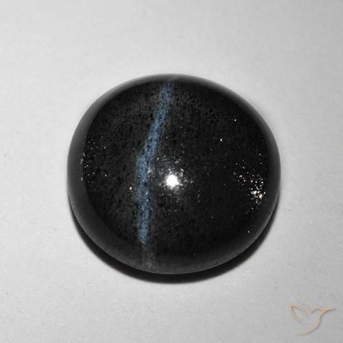 2.48ct Натуральный Черный Скаполит Кошачий Глаз, Круглый, Полупрозрачный