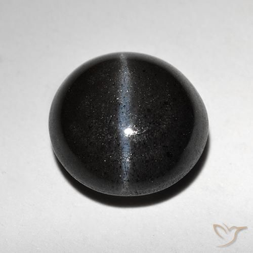 2.87ct Натуральный Черный Скаполит Кошачий Глаз, Круглый, Полупрозрачный