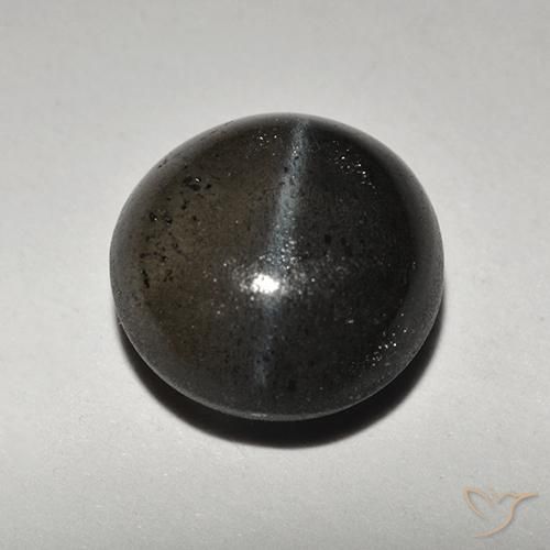 2.34ct Натуральный Черный Скаполит Кошачий Глаз, Круглый, Полупрозрачный