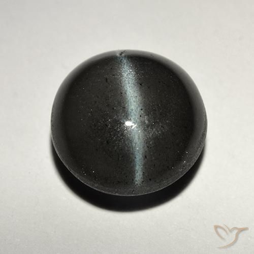 2.82ct Натуральный Черный Скаполит Кошачий Глаз, Круглый, Полупрозрачный