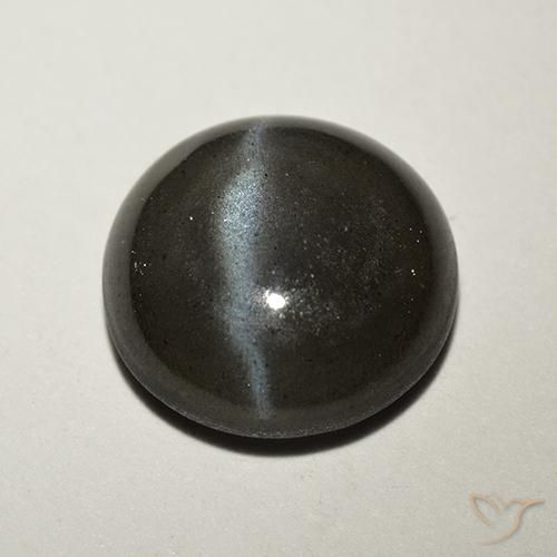 2.62ct Натуральный Черный Скаполит Кошачий Глаз, Круглый, Полупрозрачный