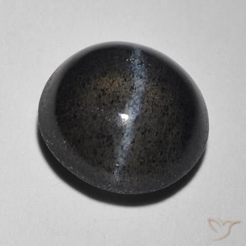 2.05ct Натуральный Черный Скаполит Кошачий Глаз, Круглый, Полупрозрачный