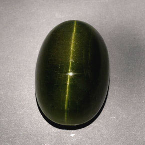 Натуральный зелёный cat's eye tourmaline 23,57 карата огранка овал, непрозрачный