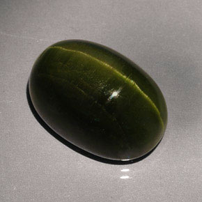 Натуральный зелёный cat's eye tourmaline 23,57 карата огранка овал, непрозрачный