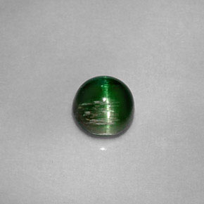 Натуральный зелёный cat's eye tourmaline 0,67 карата огранка круг, непрозрачный