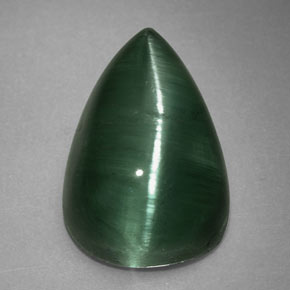 Натуральный зелёный cat's eye tourmaline 2,46 карата прозрачный, полупрозрачный