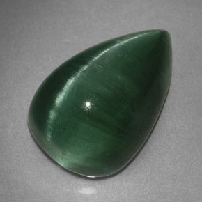 Натуральный зелёный cat's eye tourmaline 2,46 карата прозрачный, полупрозрачный
