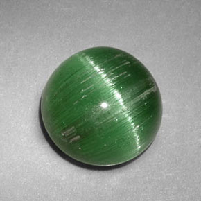 Натуральный зелёный cat's eye tourmaline 2,47 карата огранка круг, полупрозрачный