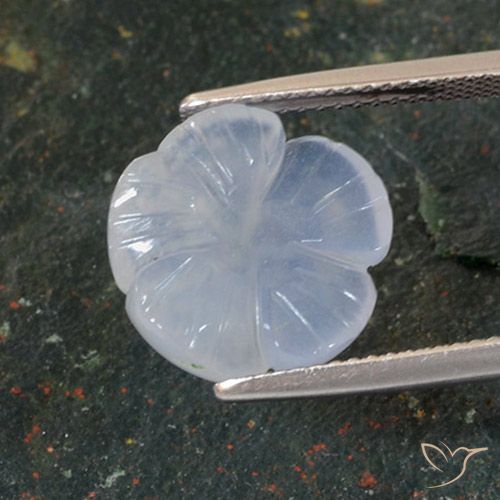 5.46ct Натуральный Светло-пурпурно-синий Халцедон, Огранка Цветок, Полупрозрачный