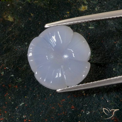 8.75ct Натуральный Светло-синий Халцедон, Огранка Цветок, Полупрозрачный
