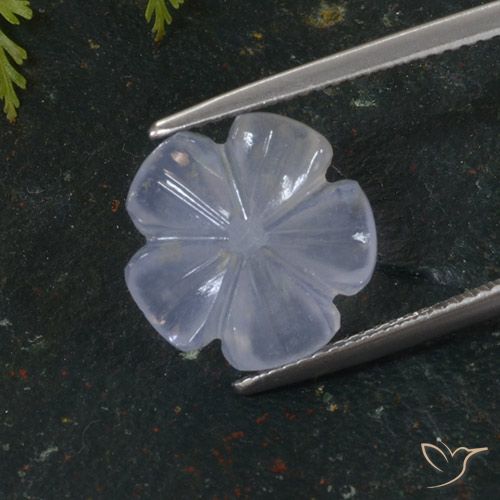 5.64ct Натуральный Светло-пурпурно-синий Халцедон, Огранка Цветок, Полупрозрачный