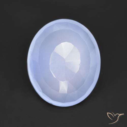 3.26ct Натуральный Светло-синий Халцедон, Овал, Полупрозрачный