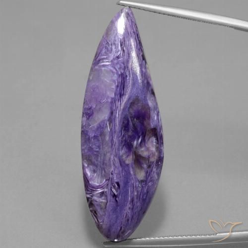 36.05ct Натуральный Средне-темно-фиолетовый чароит, Маркиза, Непрозрачный