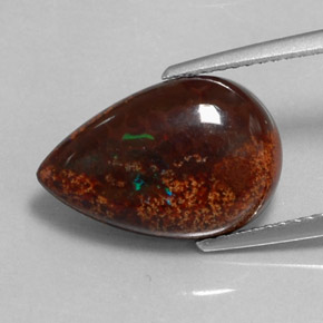 5.15 карата, натуральный Многоцветный Шоколадный опал, Форма груши, Непрозрачный