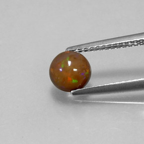 0.60 карата, натуральный Многоцветный Шоколадный опал, Огранка Круг, Полупрозрачный