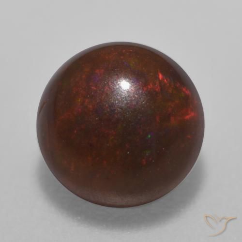 0.64ct Натуральный Многоцветный Шоколадный опал, Круглый, Полупрозрачный