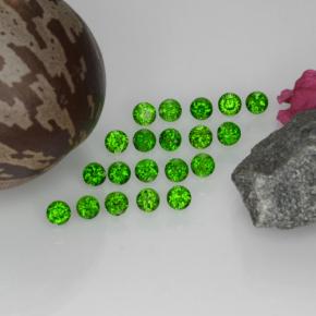 Натуральный зелёный хромдиопсид 1,43 карата огранка круг, VS-SI