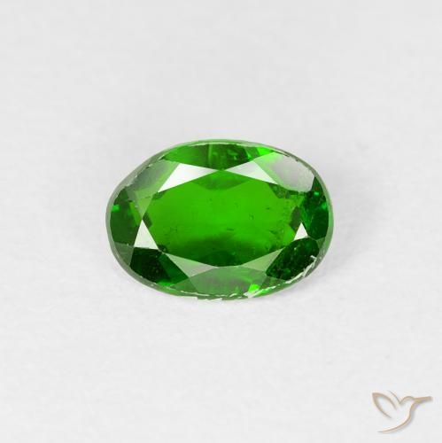 0.78ct Натуральный Интенсивный зеленый Хромдиопсид, Овал, VS-SI