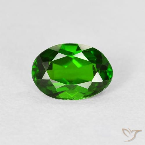 0.86ct Натуральный Интенсивный зеленый Хромдиопсид, Овал, VVS-VS