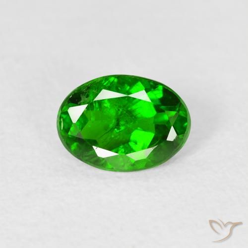 0.74ct Натуральный Яркий лесной зеленый Хромдиопсид, Овал, VS-SI