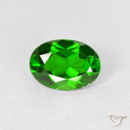0.82ct Натуральный Яркий лесной зеленый Хромдиопсид, Овал, VS-SI