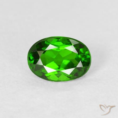 0.90ct Натуральный Интенсивный зеленый Хромдиопсид, Овал, VS-SI
