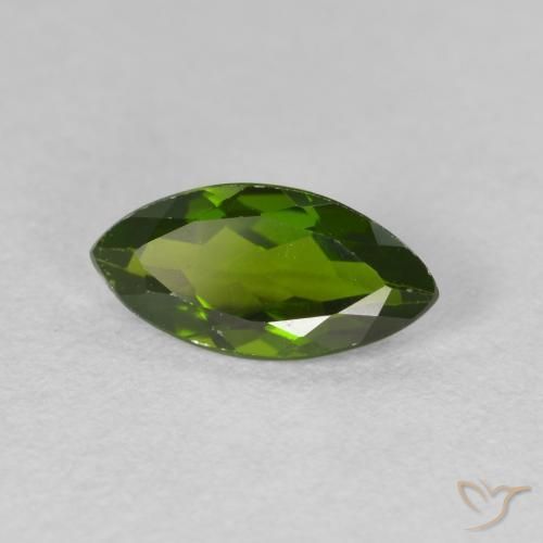 1.08 карата, натуральный Medium Dark-Green Хромдиопсид, Маркиза, Чистота VS