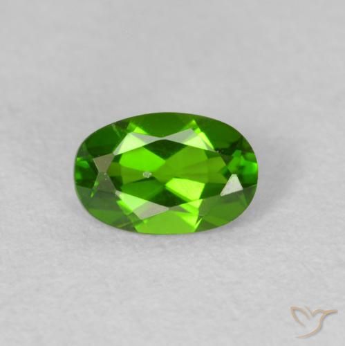 0.50ct Натуральный Ярко-зеленый Хромдиопсид, Овал, VVS-VS