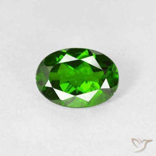 0.86ct Натуральный Интенсивный зеленый Хромдиопсид, Овал, VS-SI