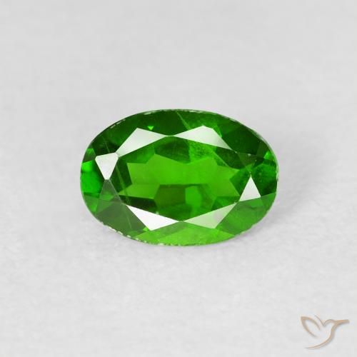 0.71ct Натуральный Ярко-зеленый Хромдиопсид, Овал, Чистота VS