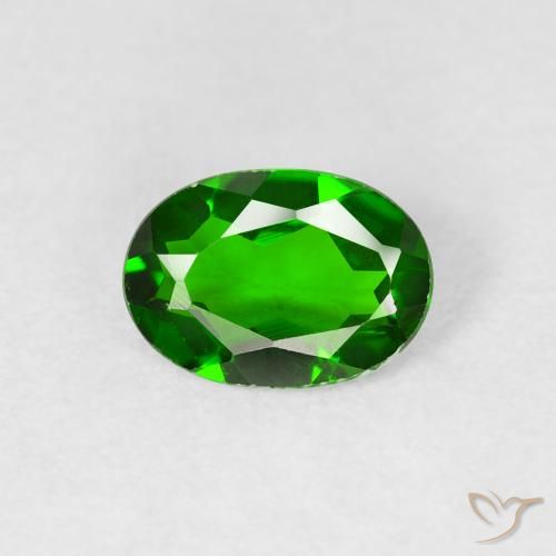0.71ct Натуральный Интенсивный зеленый Хромдиопсид, Овал, Чистота VS