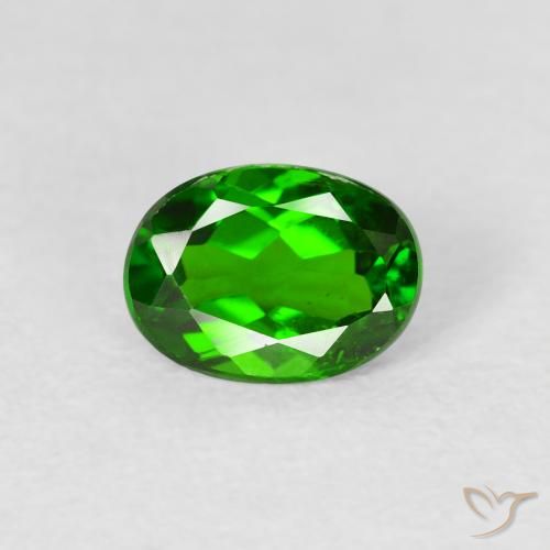 0.86ct Натуральный Яркий лесной зеленый Хромдиопсид, Овал, Чистота VS