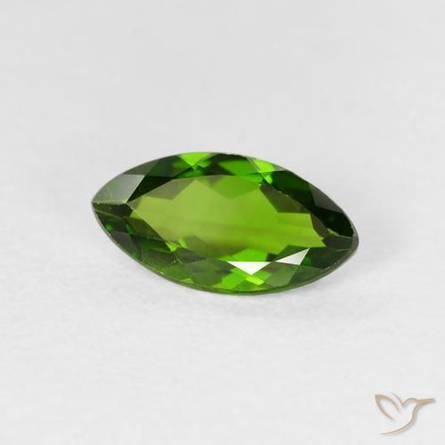 1.14 карата, натуральный Medium Dark-Green Хромдиопсид, Маркиза, VS-SI